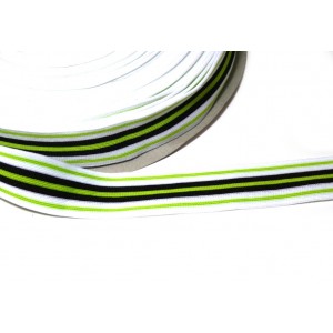 1m elastisches Streifenband 30mm apfelgrün/schwarz/weiss